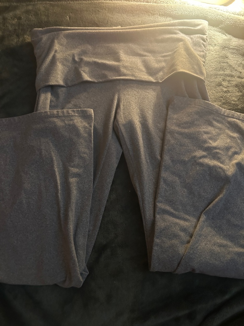 Foldover Waist Gray Boot-Cut Yoga Pants